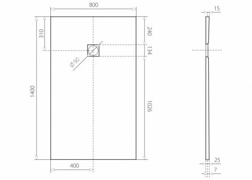 Zuhanytálca, Aquatek TOP szögletes zuhanytálca 140x80 krém