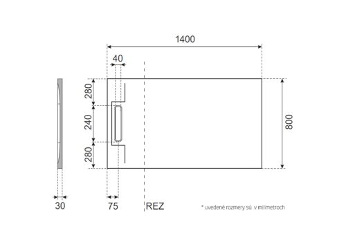 Zuhanytálca, Aquatek River szögletes zuhanytálca 140x80 fehér