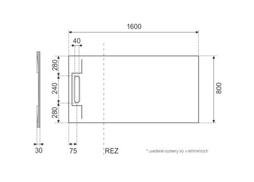Zuhanytálca, Aquatek River szögletes zuhanytálca 160x80 szürke