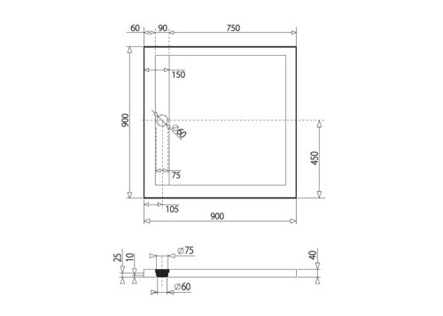 Zuhanytálca, Aquatek Level szögletes zuhanytálca 90x90