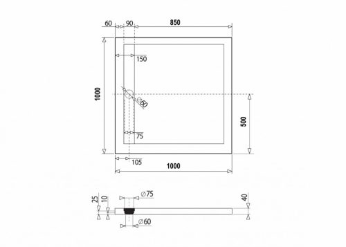Zuhanytálca, Aquatek Level szögletes zuhanytálca 100x100