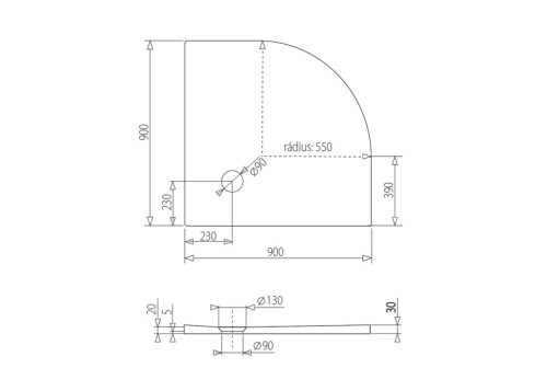 Zuhanytálca, Aquatek Fusion íves zuhanytálca 90x90