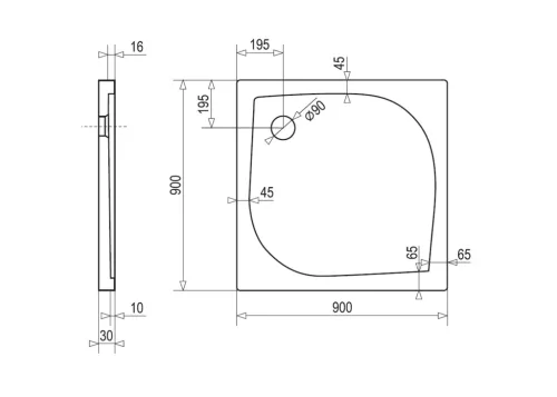 Zuhanytálca, Aquatek Hard szögletes zuhanytálca 90x90