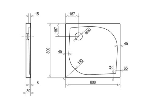 Zuhanytálca, Aquatek Hard szögletes zuhanytálca 80x80