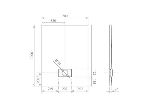 Zuhanytálca, Aquatek SMC Rock szögletes zuhanytálca 100x70