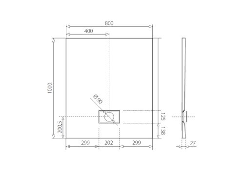 Zuhanytálca, Aquatek SMC Rock szögletes zuhanytálca 100x80