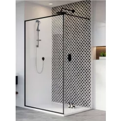   Walk-in, Radaway Modo New Black II Frame Walk-in fekete zuhanyfal 90 átlátszó