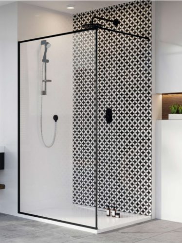 Walk-in, Radaway Modo New Black II Frame Walk-in fekete zuhanyfal 120 átlátszó