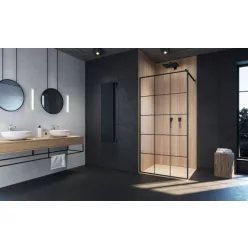   Walk-in, Radaway Modo New Black II Factory Walk-in fekete zuhanyfal 65 átlátszó