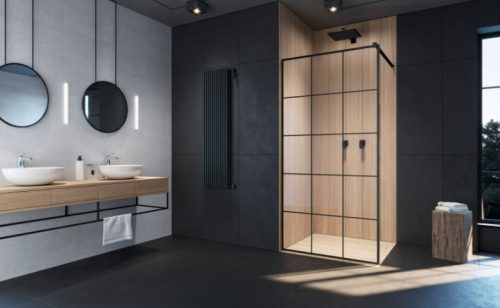 Walk-in, Radaway Modo New Black II Factory Walk-in fekete zuhanyfal 100 átlátszó