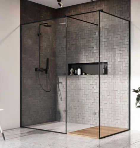 Walk-in, Radaway Modo New Black III Frame Walk-in fekete zuhanyfal 90x140 átlátszó