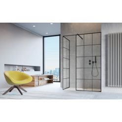   Walk-in, Radaway Modo New Black III Factory Walk-in fekete zuhanyfal 90x140 átlátszó