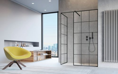 Walk-in, Radaway Modo New Black III Factory Walk-in fekete zuhanyfal 90x140 átlátszó