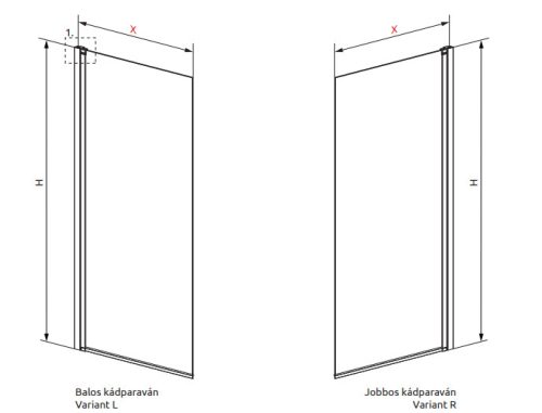 Kádparaván, Radaway Nes Black PNJ I fekete kádparaván 70 átlátszó jobbos