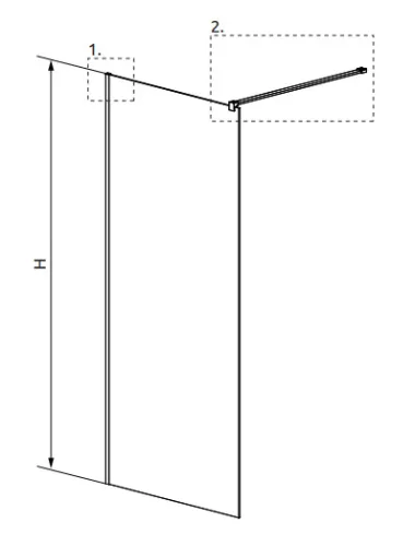 Walk-in, Radaway Modo New Black II Walk-in fekete zuhanyfal 130 átlátszó