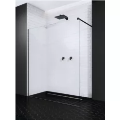   Walk-in, Radaway Modo X Black II Walk-in fekete zuhanyfal 155 átlátszó