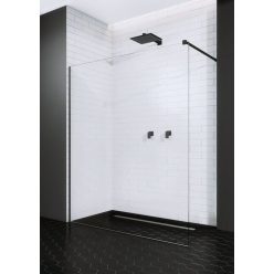   Walk-in, Radaway Modo New Black II Walk-in fekete zuhanyfal törölközőtartóval 90 átlátszó