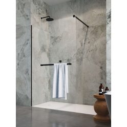   Walk-in, Radaway Modo New Black II Walk-in fekete zuhanyfal törölközőtartóval 135 átlátszó