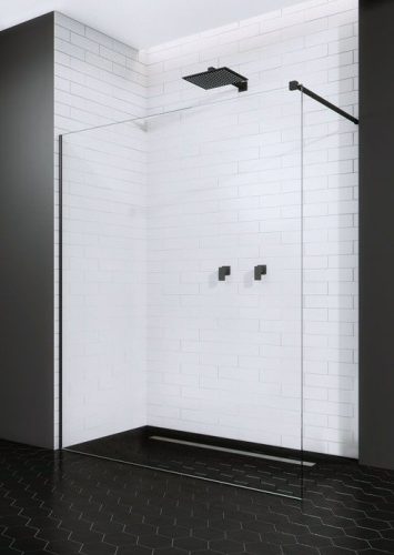 Walk-in, Radaway Modo New Black II Walk-in fekete zuhanyfal törölközőtartóval 145 átlátszó