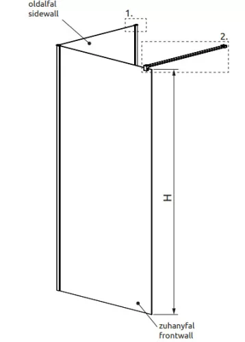 Walk-in, Radaway Modo New Black IV Walk-in fekete zuhanyfal 120x90 átlátszó