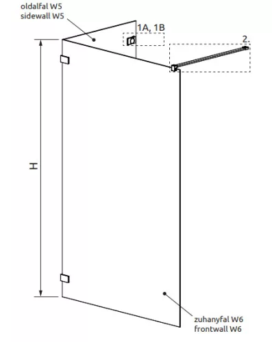 Walk-in, Radaway Euphoria Walk-in VI zuhanyfal 100x90 átlátszó