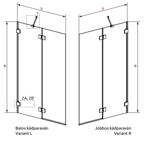 Kádparaván, Radaway Essenza Pro White PND II fehér kádparaván 110 átlátszó balos