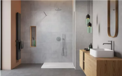 Walk-in, Radaway Modo New Brushed Nickel II Walk-in szálcsiszolt króm zuhanyfal 100 átlátszó
