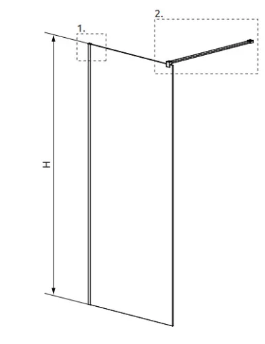 Walk-in, Radaway Modo New Brushed GunMetal II Walk-in zuhanyfal 160 átlátszó