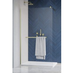   Walk-in, Radaway Modo New Brushed Gold II Walk-in zuhanyfal törölközőtartóval 135 átlátszó