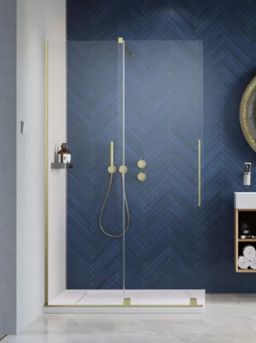 Walk-in, Radaway Furo Brushed Gold Walk-in szálcsiszolt arany zuhanyfal 150 jobbos átlátszó