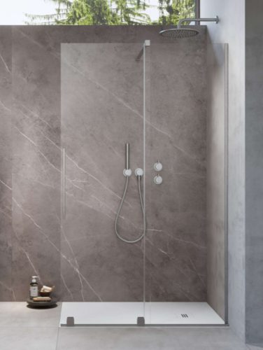 Walk-in, Radaway Furo Brushed Nickel Walk-in szálcsiszolt króm zuhanyfal 130 balos átlátszó