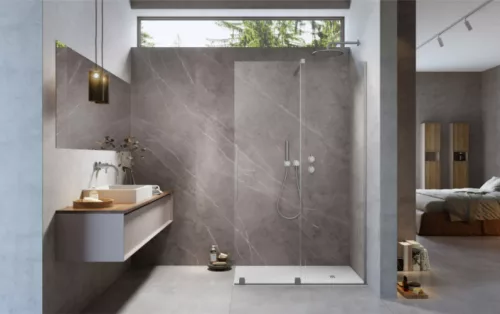 Walk-in, Radaway Furo Brushed Nickel Walk-in szálcsiszolt króm zuhanyfal 130 balos átlátszó