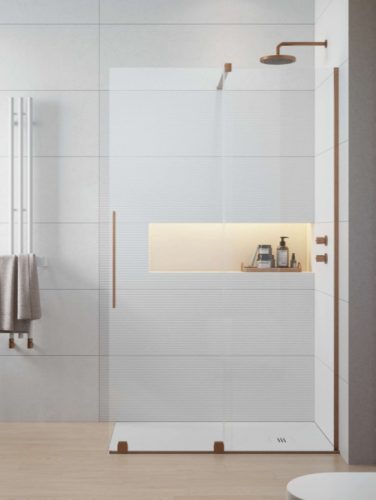 Walk-in, Radaway Furo Brushed Copper Walk-in szálcsiszolt réz zuhanyfal 80 balos átlátszó