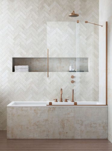 Kádparaván, Radaway Furo Brushed Copper PND II szálcsiszolt réz kádparaván 120 átlátszó jobbos