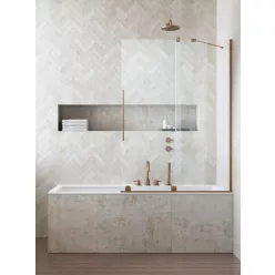   Kádparaván, Radaway Furo Brushed Copper PND II szálcsiszolt réz kádparaván 140 átlátszó balos