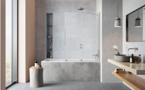 Kádparaván, Radaway Furo Brushed Nickel PND II szálcsiszolt króm kádparaván 150 átlátszó jobbos