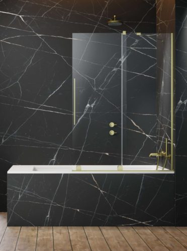 Kádparaván, Radaway Furo Brushed Gold PND II szálcsiszolt arany kádparaván 180 átlátszó balos