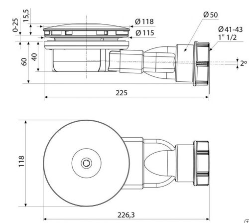 Zuhanytálca szifon, Radaway R400 SLIM Black fekete zuhanytálca szifon
