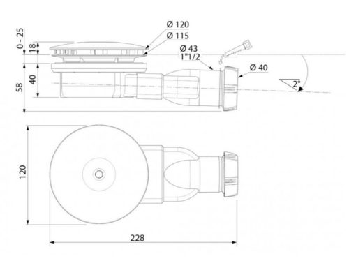 Zuhanytálca szifon, Radaway R400 SLIM W zuhanytálca szifon