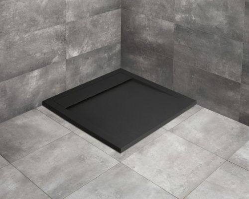 Zuhanytálca, Radaway Teos C szögletes lapos zuhanytálca 80x80 fekete, ajándék szifonnal