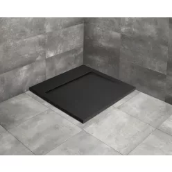   Zuhanytálca, Radaway Teos C szögletes lapos zuhanytálca 90x90 fekete, ajándék szifonnal