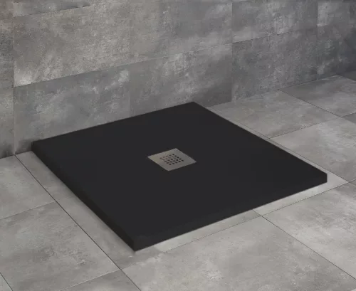 Zuhanytálca, Radaway Kios C szögletes lapos zuhanytálca 90x90 fekete, ajándék szifonnal