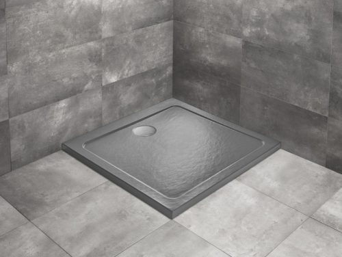 Zuhanytálca, Radaway Doros Stone C szögletes lapos zuhanytálca 90x90 antracit, ajándék szifonnal