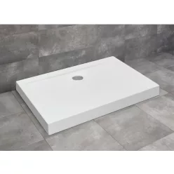   Zuhanytálca, Radaway Doros Stone D szögletes zuhanytálca előlappal 100x80 fehér, ajándék szifonna