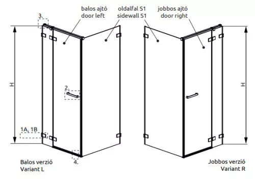 Zuhanykabin, Radaway Euphoria KDJ szögletes zuhanykabin 90x75 átlátszó balos