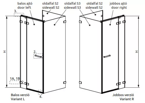 Zuhanykabin, Radaway Euphoria KDJ P szögletes zuhanykabin 80x90 átlátszó jobbos