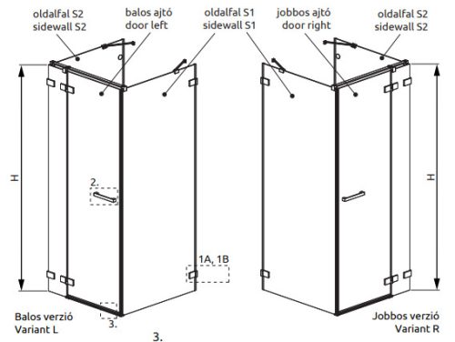 Zuhanykabin, Radaway Euphoria KDJ+S szögletes zuhanykabin 90x90 átlátszó jobbos
