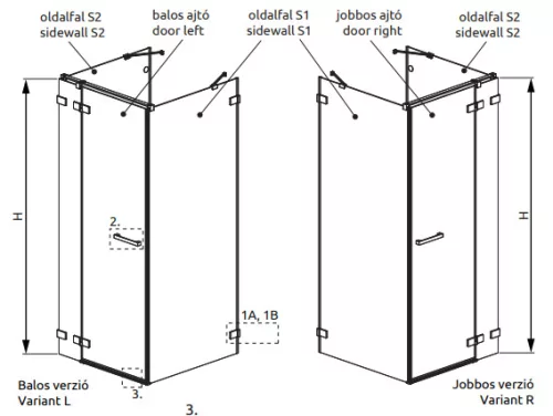 Zuhanykabin, Radaway Euphoria KDJ+S szögletes zuhanykabin 110x75 átlátszó jobbos