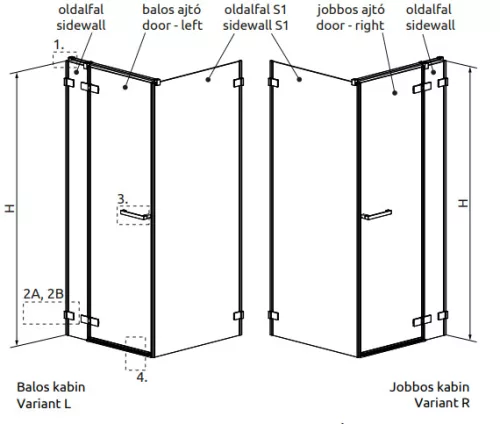 Zuhanykabin, Radaway Arta KDJ II szögletes zuhanykabin 90x80 átlátszó balos