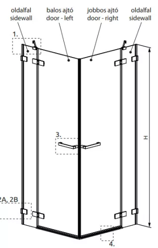 Zuhanykabin, Radaway Arta KDD II szögletes zuhanykabin 80x100 átlátszó